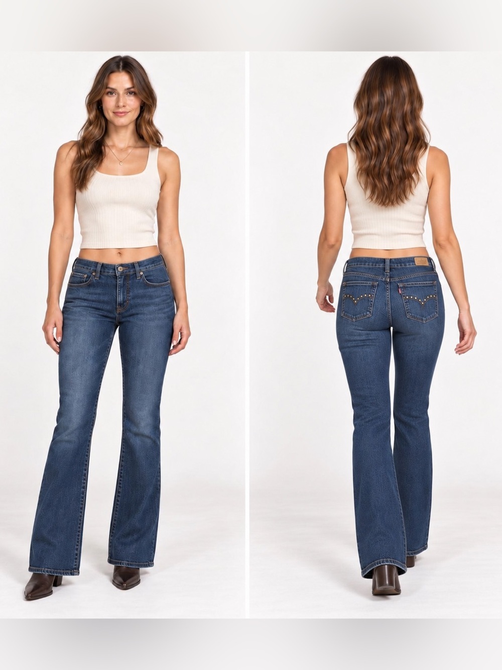 Levi’s 515 Bootcut Denim Jeans Y2K Studded Pocket Size 8 Western Chic